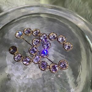 Chanel Co Co "FAUX" Logo  Brooch - Elegant Gold and Clear Crystal Pin